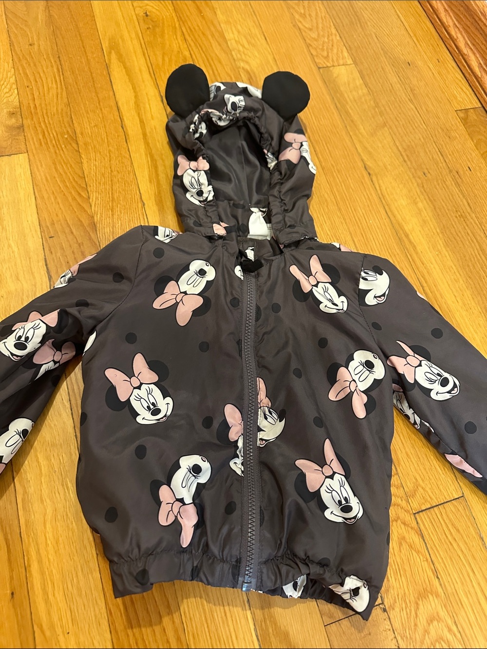 Toddler Minnie Mouse Hooded Jacket - Gray with Pink Bows H&M size 2